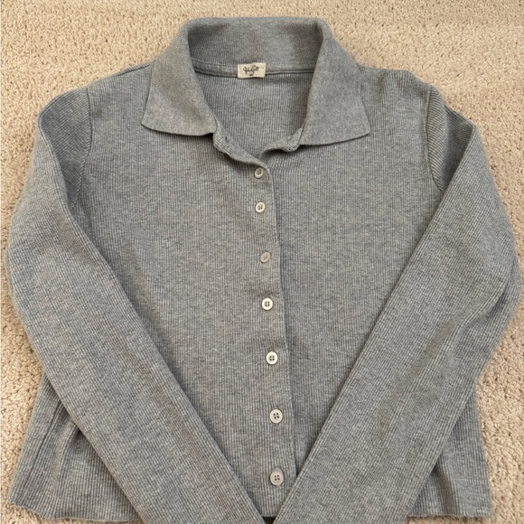 Brandy Melville Tops - Brandy Melville Light Gray Button-Down Sweater